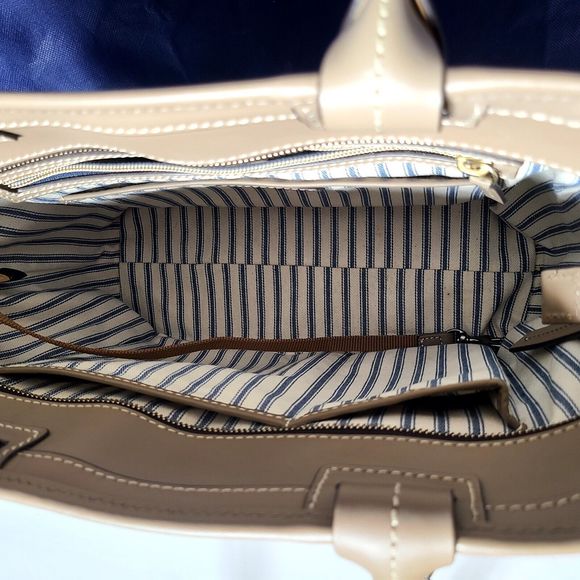 Dooney & Bourke Beacon Zip Tote Taupe Smooth Leather Carryall Shopper Zipper - Picture 8 of 16